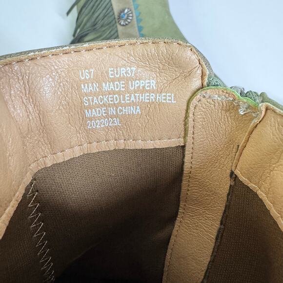 ARIDER GIRL Boots 7 Gizelle Mid-Calf Fringe Western Stacked Heel Cowgirl Rodeo - Picture 10 of 10